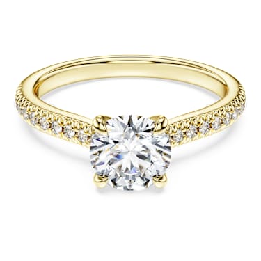 Anillo solitario Eternity Diamantes creados en laboratorio peso total de 1 2 quilate Talla redonda Oro amarillo de 14 quilates